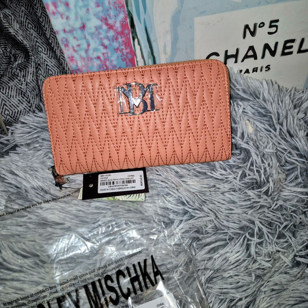 Badgley Mischka Coral Quilted Wallet